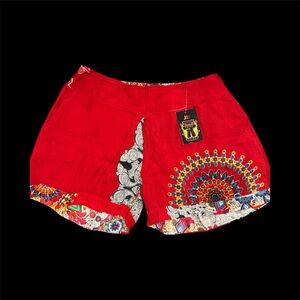 JB Women's Vibrant Red Patterned Shorts